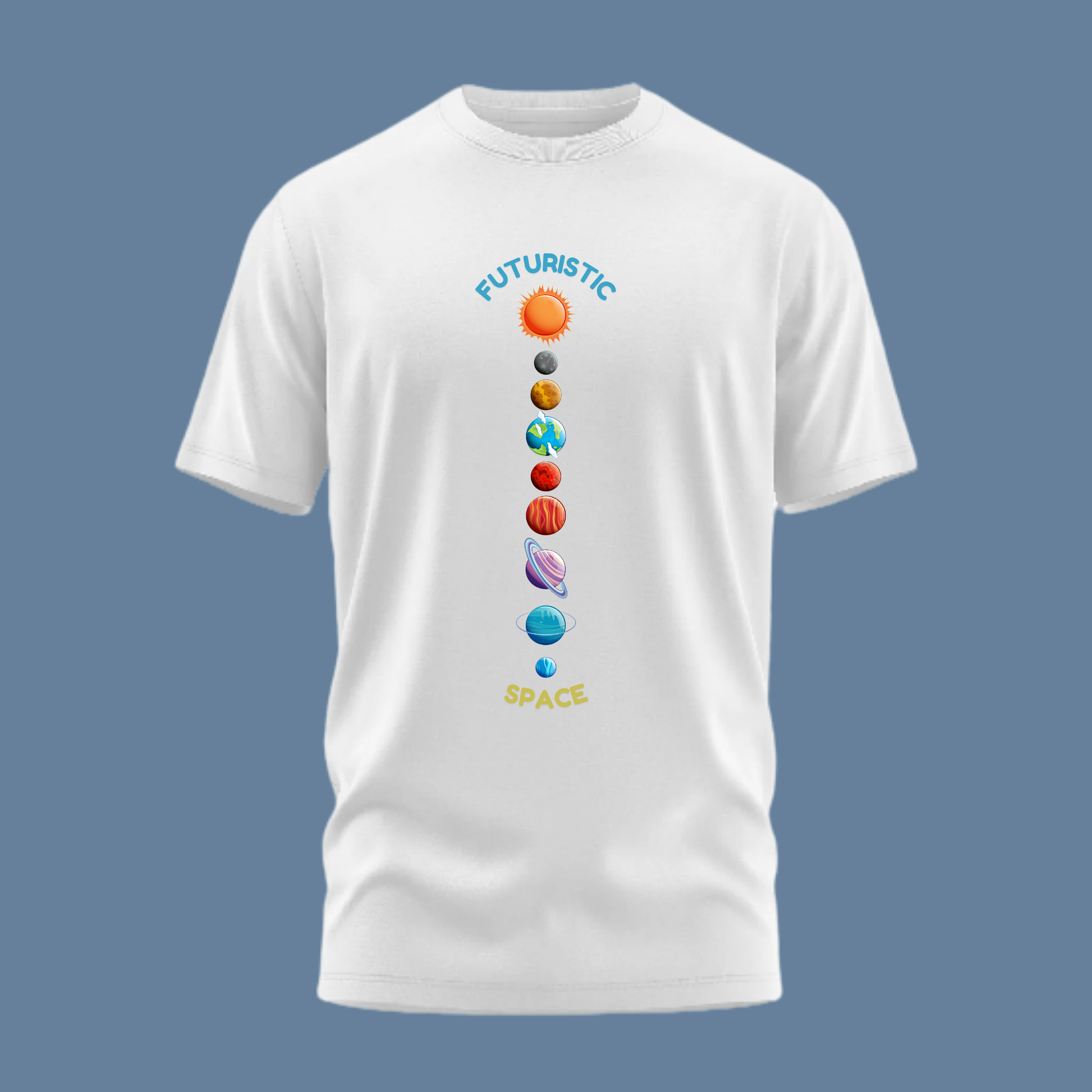 Premium Cotton White Graphic T-Shirt for Women - Futuristic Space - Emonke Store