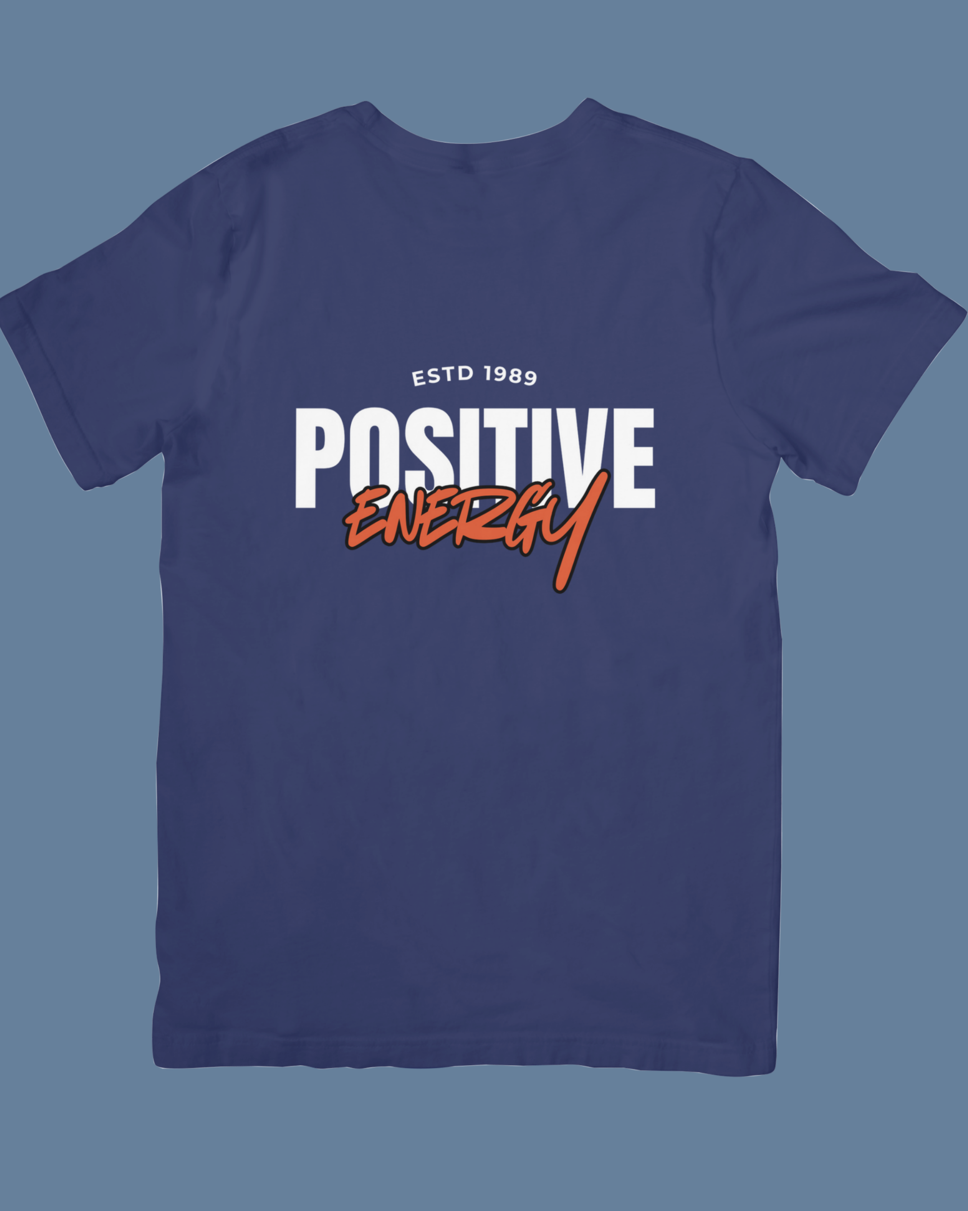 Premium Cotton Navy Blue Graphic T-Shirt for Men - Positive Energy - Emonke Store