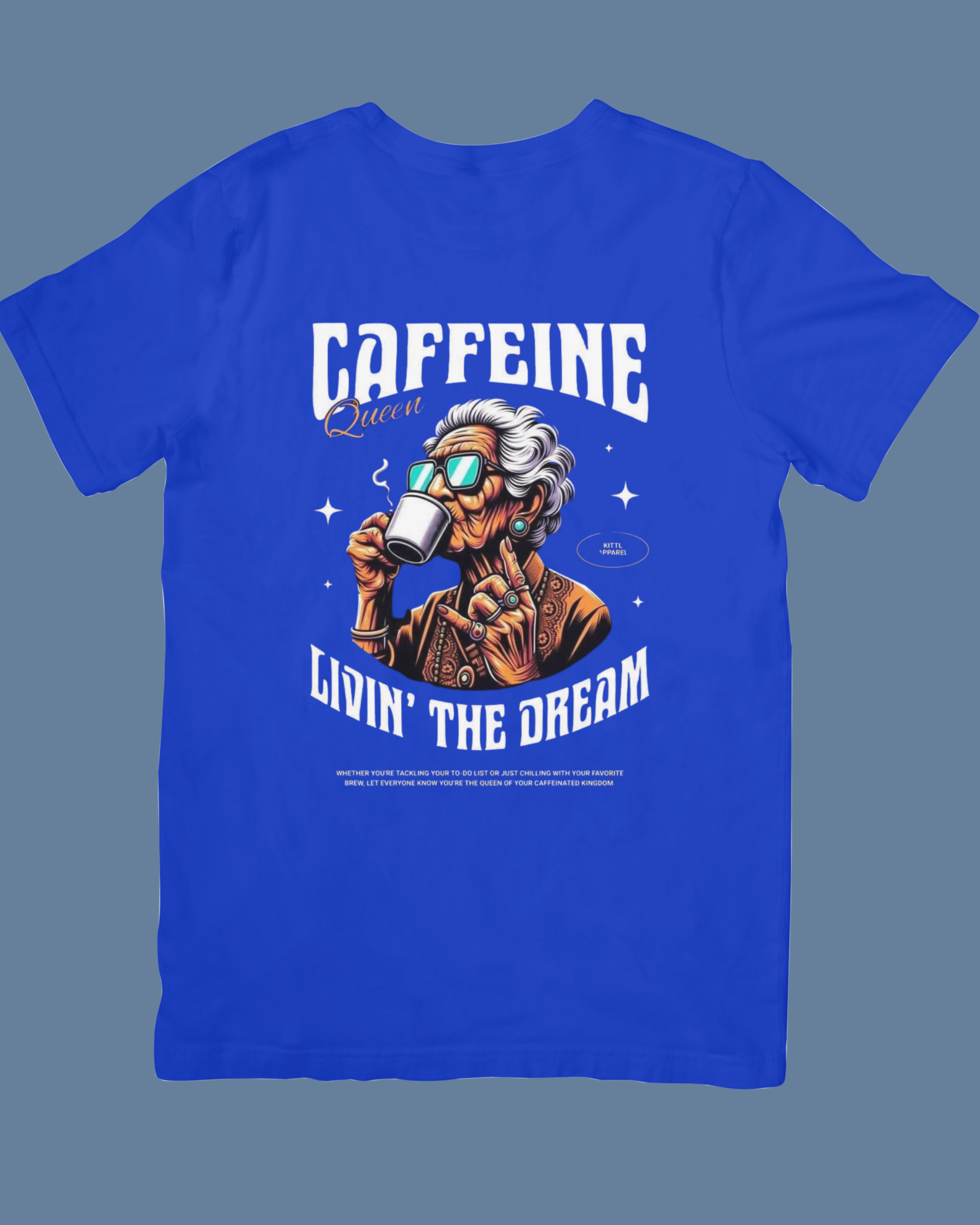 Premium Cotton Royal Blue Graphic T-Shirt for Men - Caffeine - Emonke Store