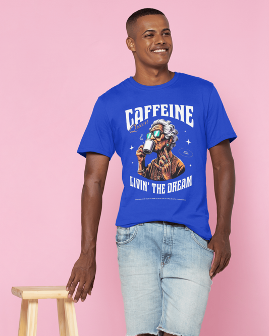 Premium Cotton Royal Blue Graphic T-Shirt for Men - Caffeine - Emonke Store