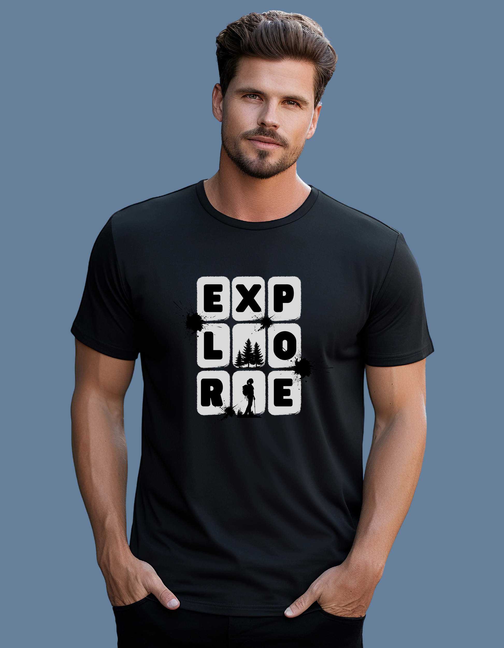 Premium Cotton Black Graphic T-Shirt for Men - Explore - Emonke Store