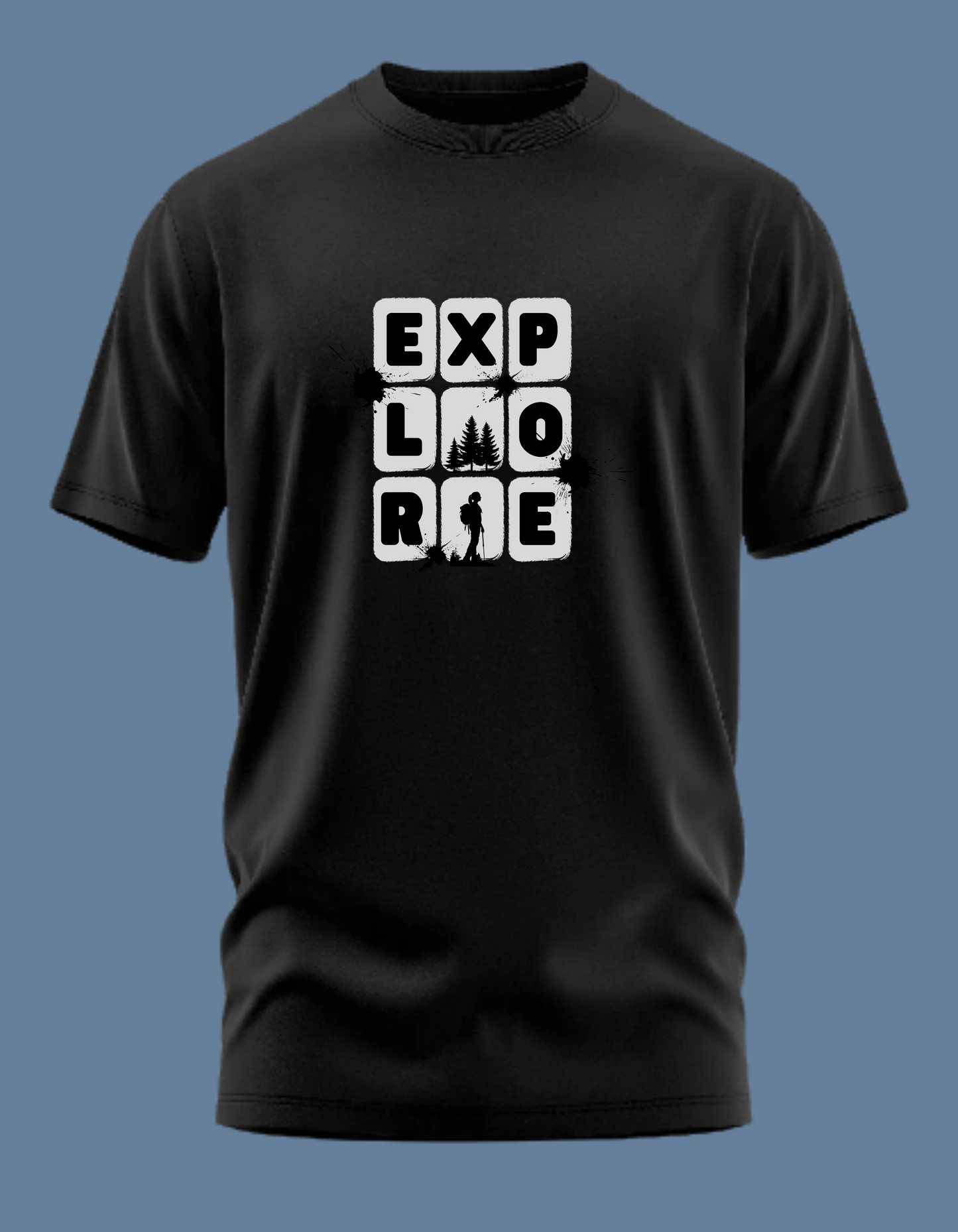 Premium Cotton Black Graphic T-Shirt for Women - Explore