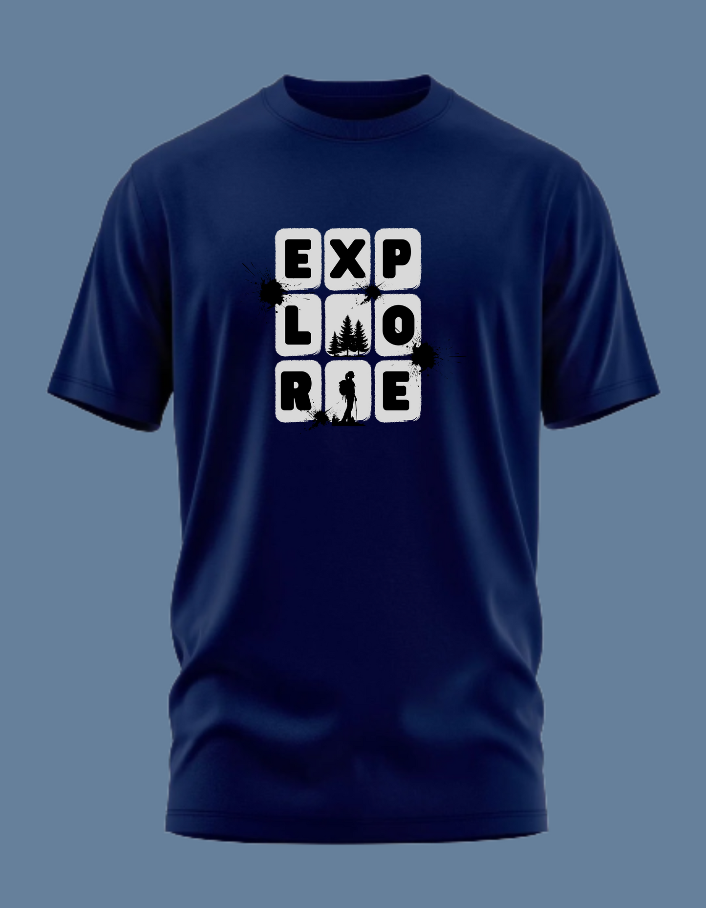 Premium Cotton Navy Blue Graphic T-Shirt for Men - Explore - Emonke Store