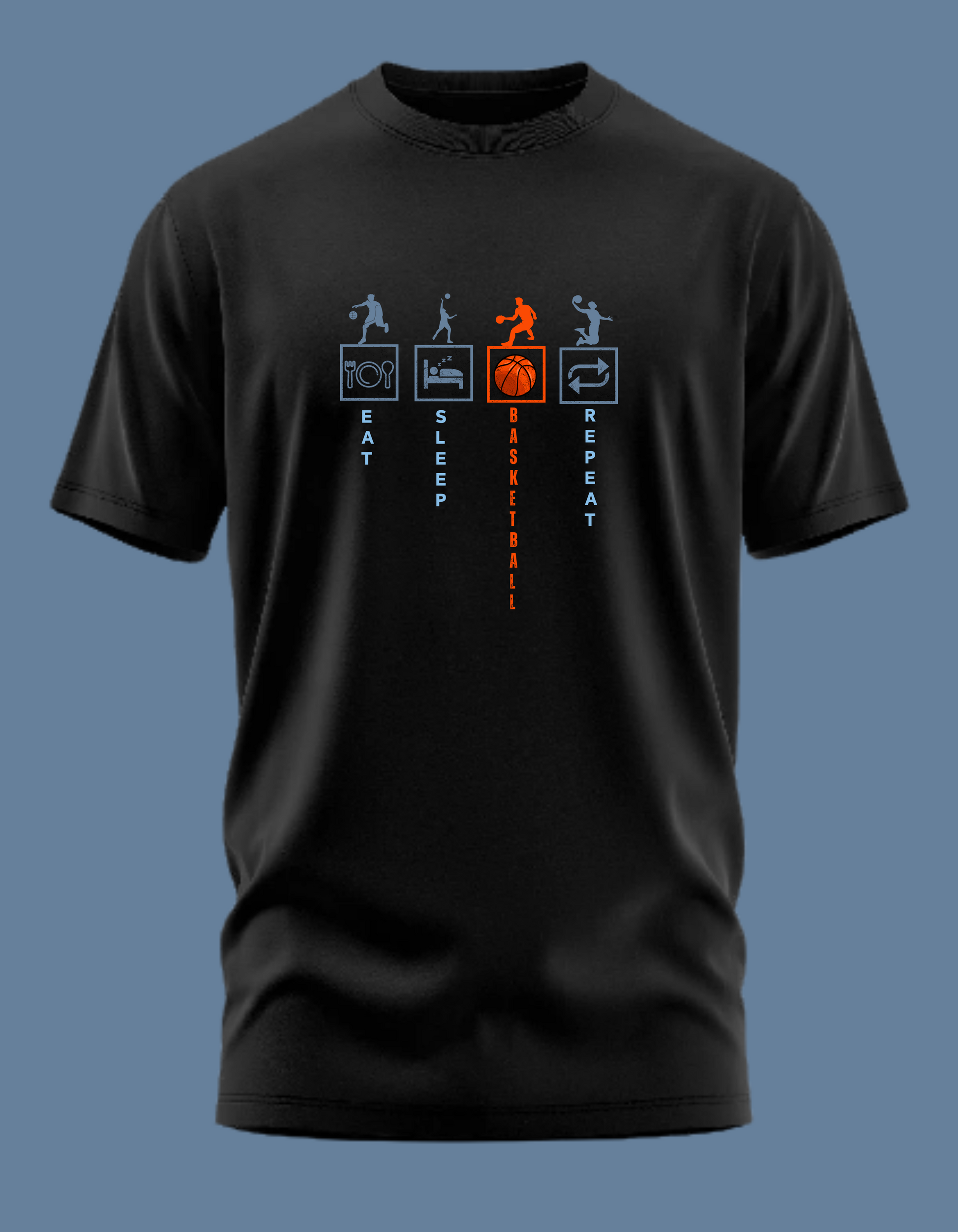 Premium Cotton Black Graphic T-Shirt for Men - Basketball Mode - Emonke Store