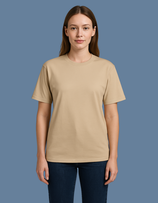 Premium Cotton Beige T-Shirt | Women - Emonke Store