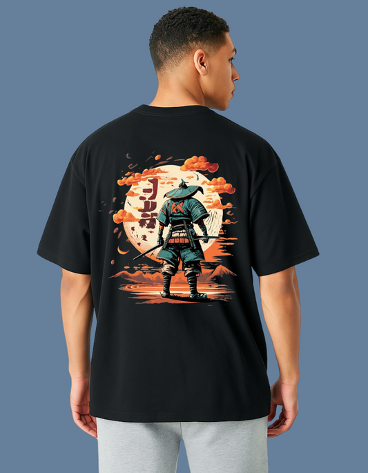 Emonke Oversized Black Graphic T-Shirt for Men – Samurai - Emonke Store