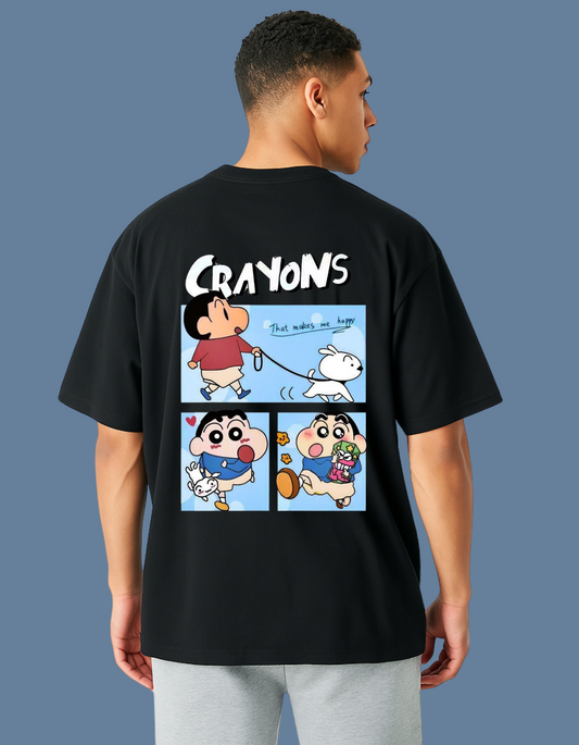 Emonke Oversized Black Graphic T-Shirt for Men – Crayon Shin-Chan - Emonke Store