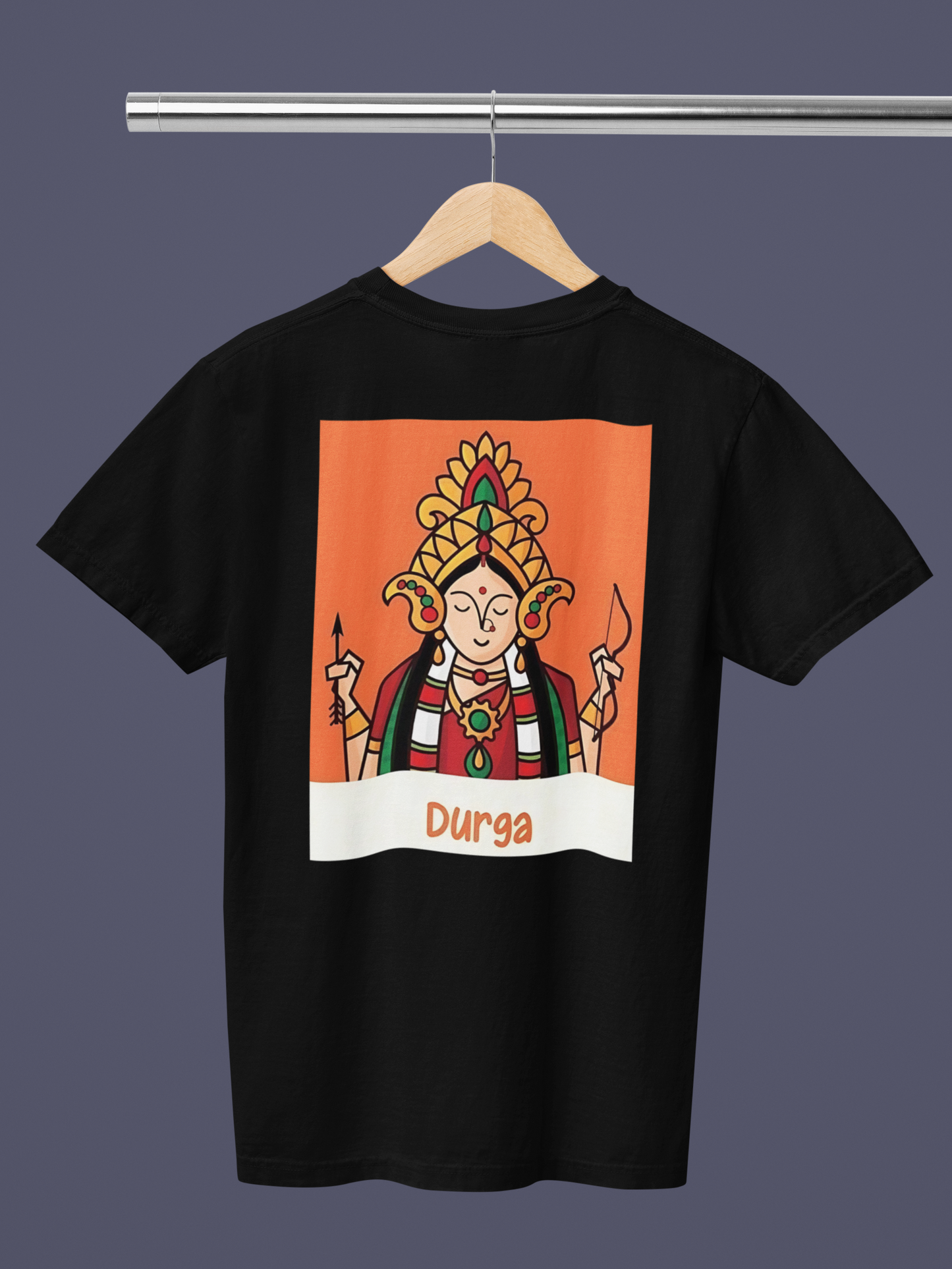 Premium Cotton Black Graphic T-Shirt for Women - Durga