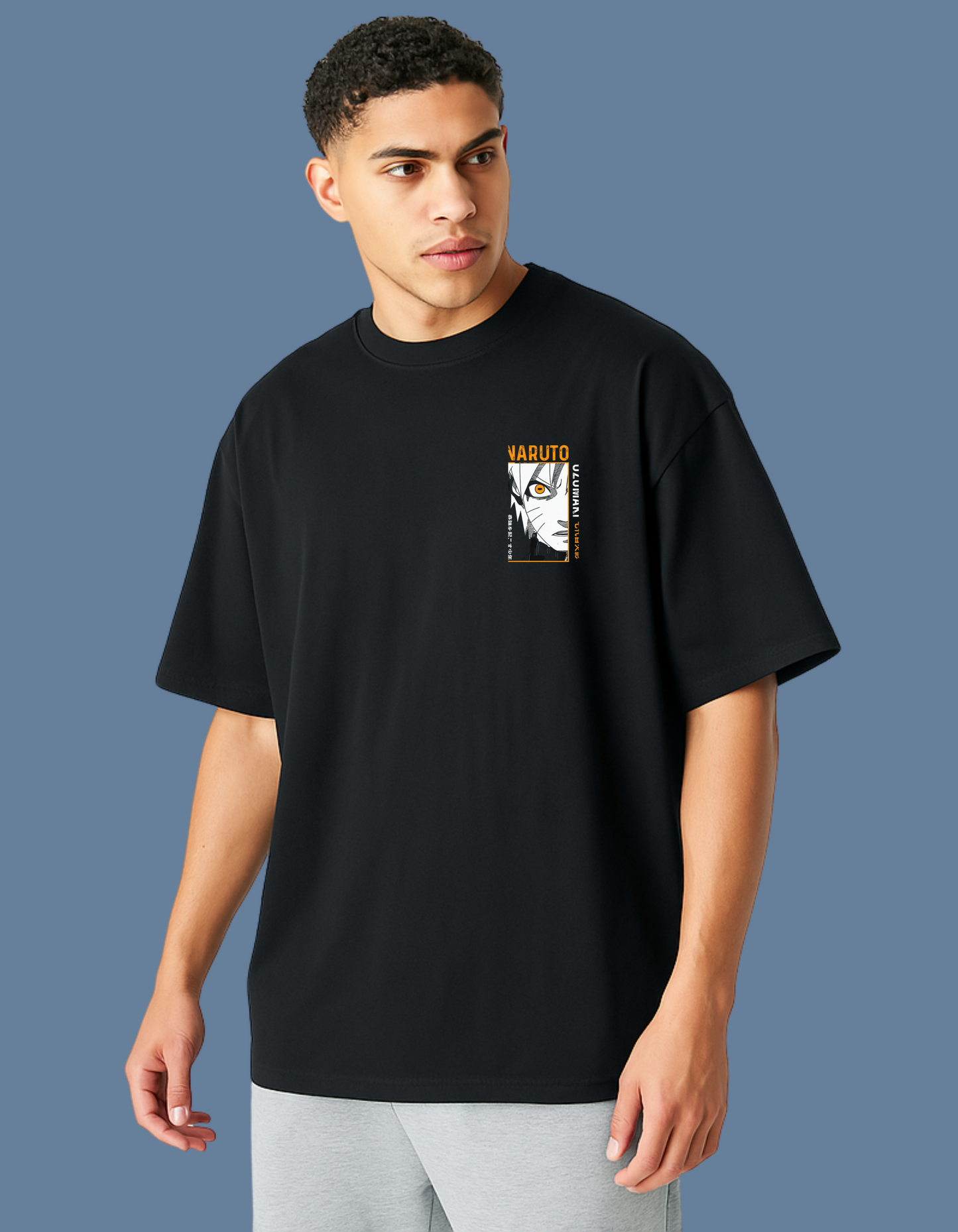 Emonke Oversized Black Graphic T-Shirt for Men – Naruto - Emonke Store