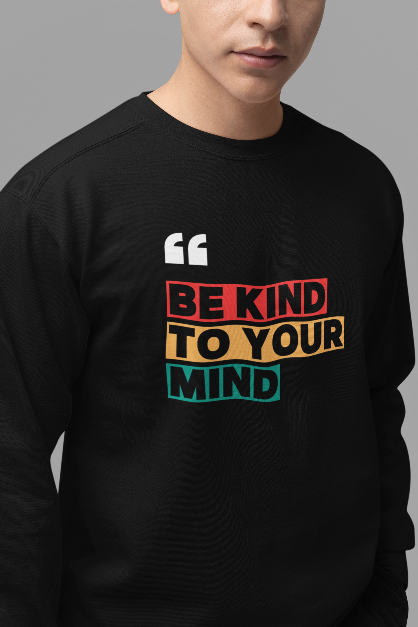 Emonke 350 GSM Oversized Black Graphic Sweatshirt for Men - Quote