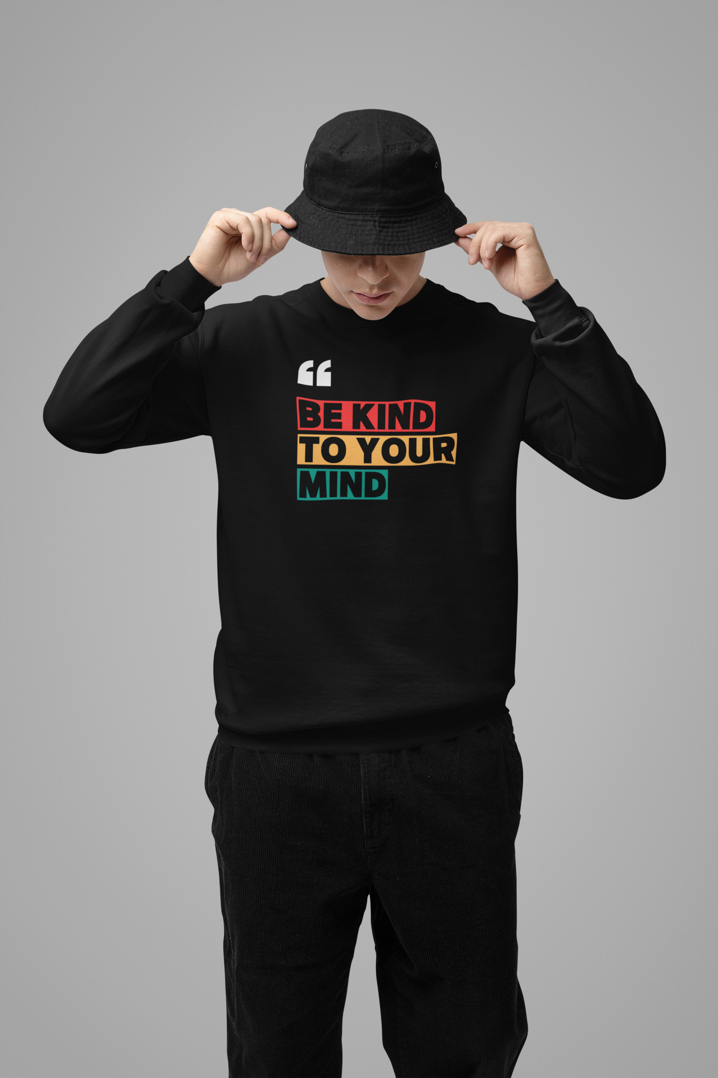 Emonke 350 GSM Oversized Black Graphic Sweatshirt for Men - Quote