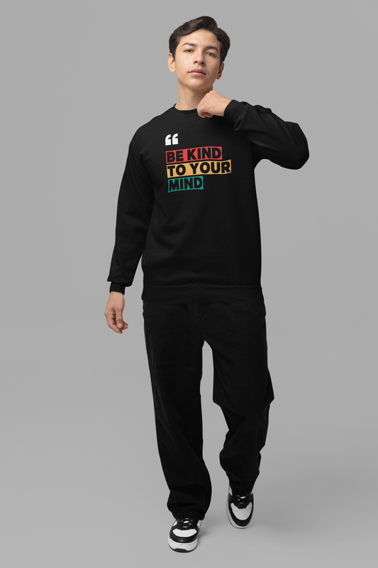 Emonke 350 GSM Oversized Black Graphic Sweatshirt for Men - Quote