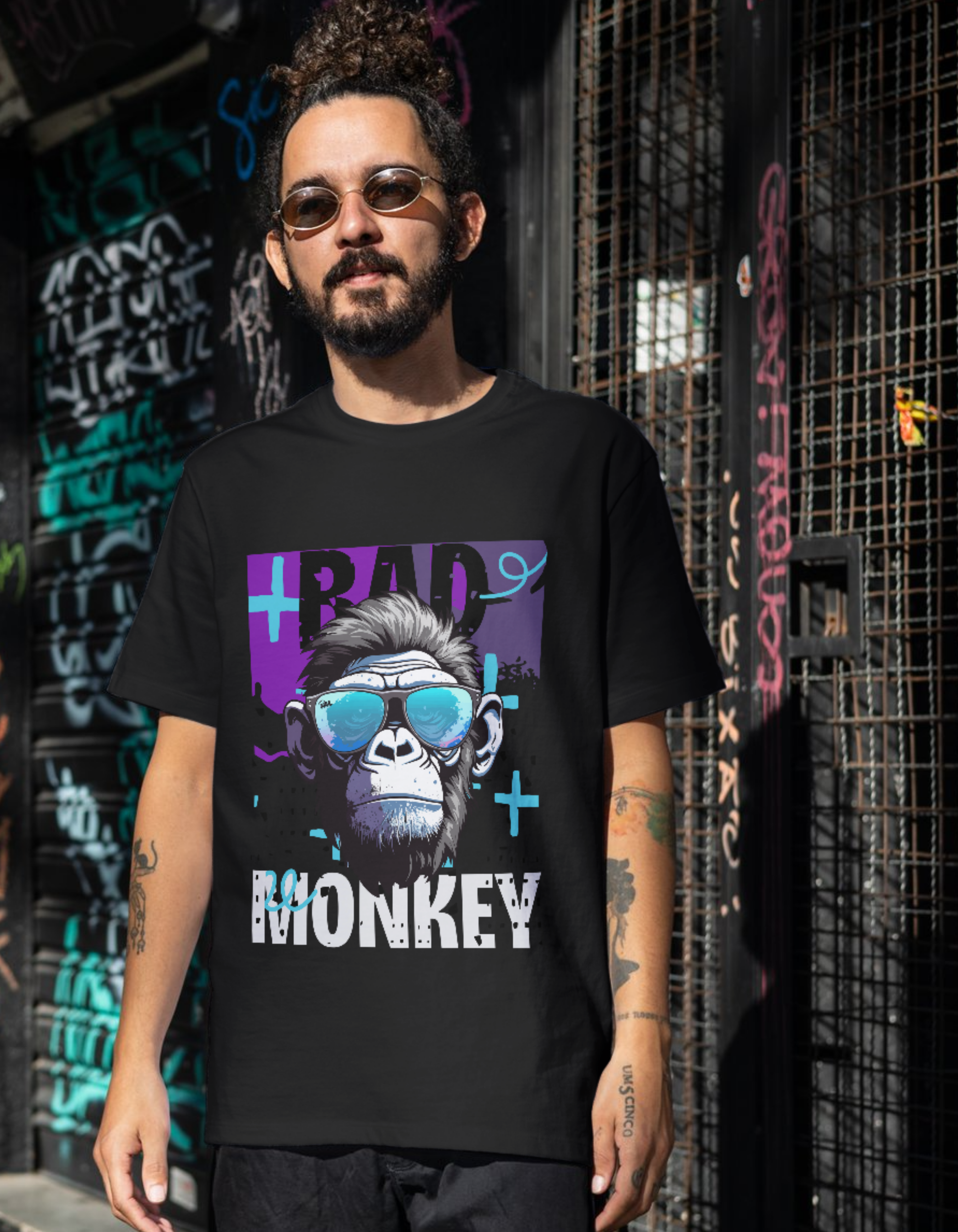 Premium Cotton Black Graphic T-Shirt for Men - Bad Monkey - Emonke Store