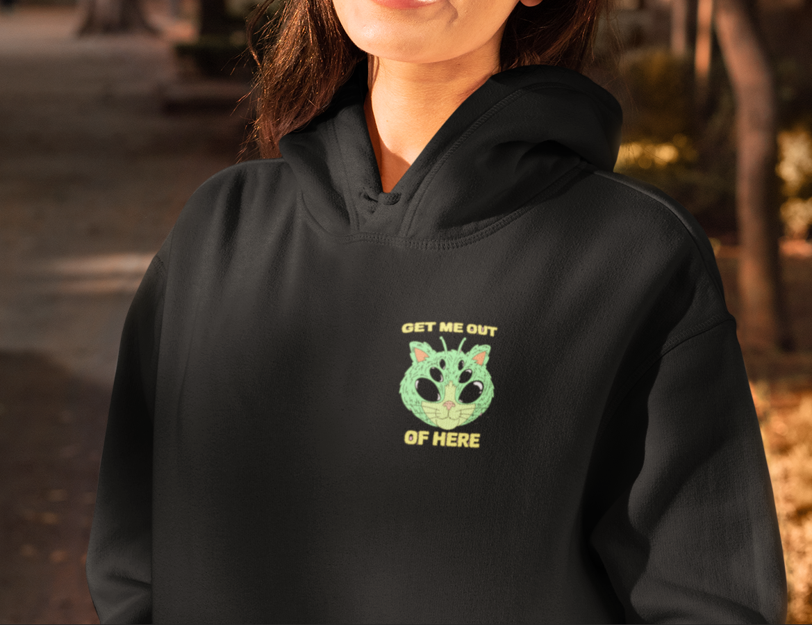 Emonke 350 GSM Black Oversized Hoodies for Women - Alien