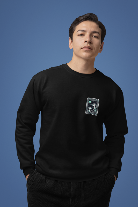 Emonke 350 GSM Oversized Black Graphic Sweatshirt for Men - Alien