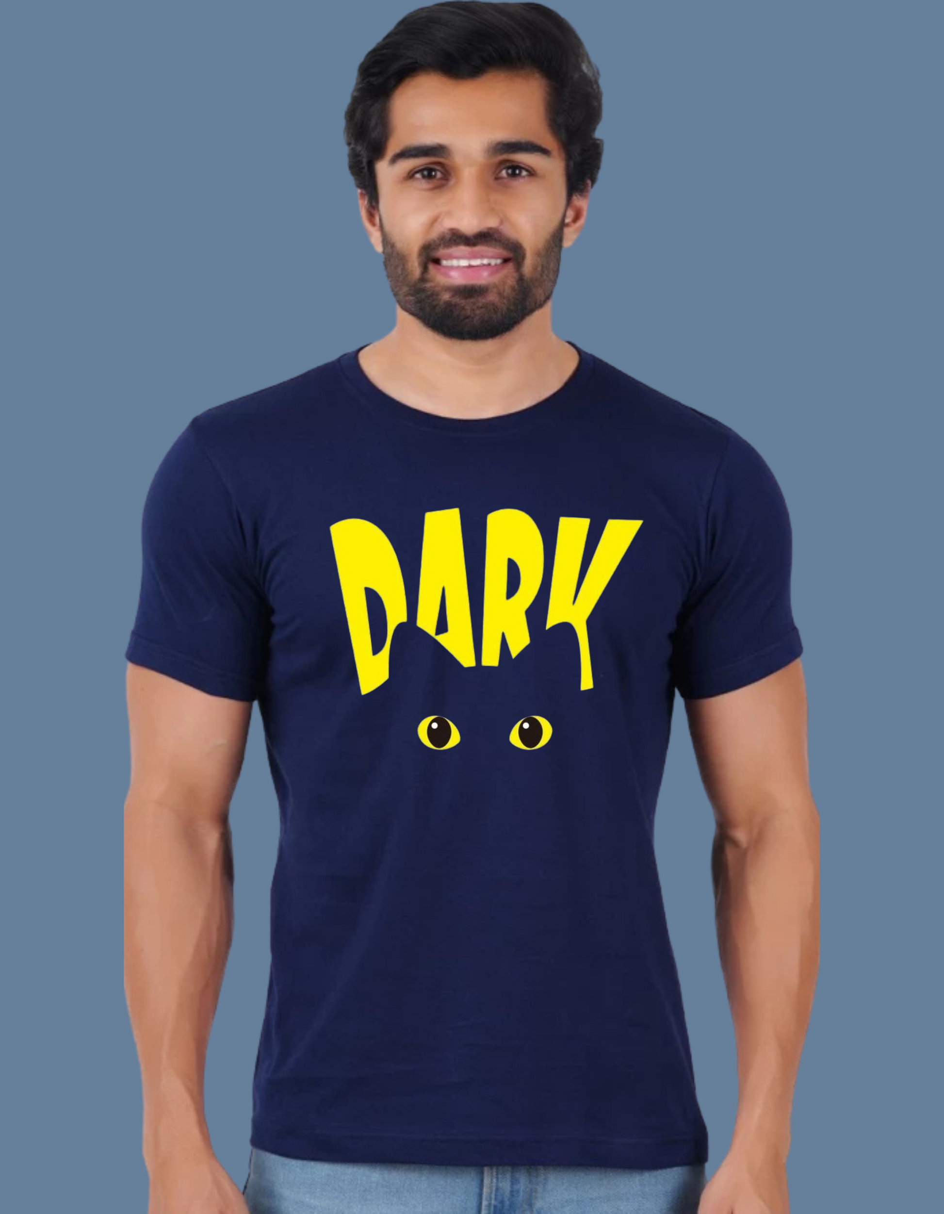 Premium Cotton Navy Blue Graphic T-Shirt for Men - Dark - Emonke Store