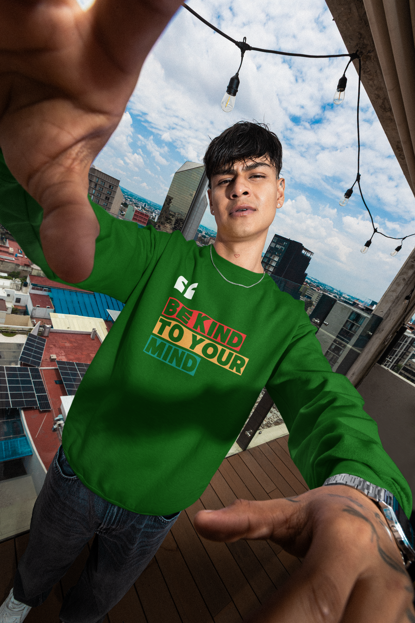 Emonke 350 GSM Oversized Dark Green Graphic Sweatshirt for Men - Quote