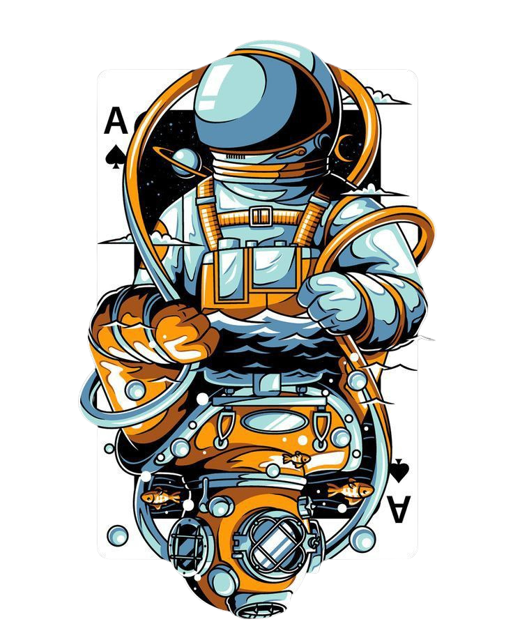 Premium Cotton Black Graphic T-Shirt - Double Ace Astro