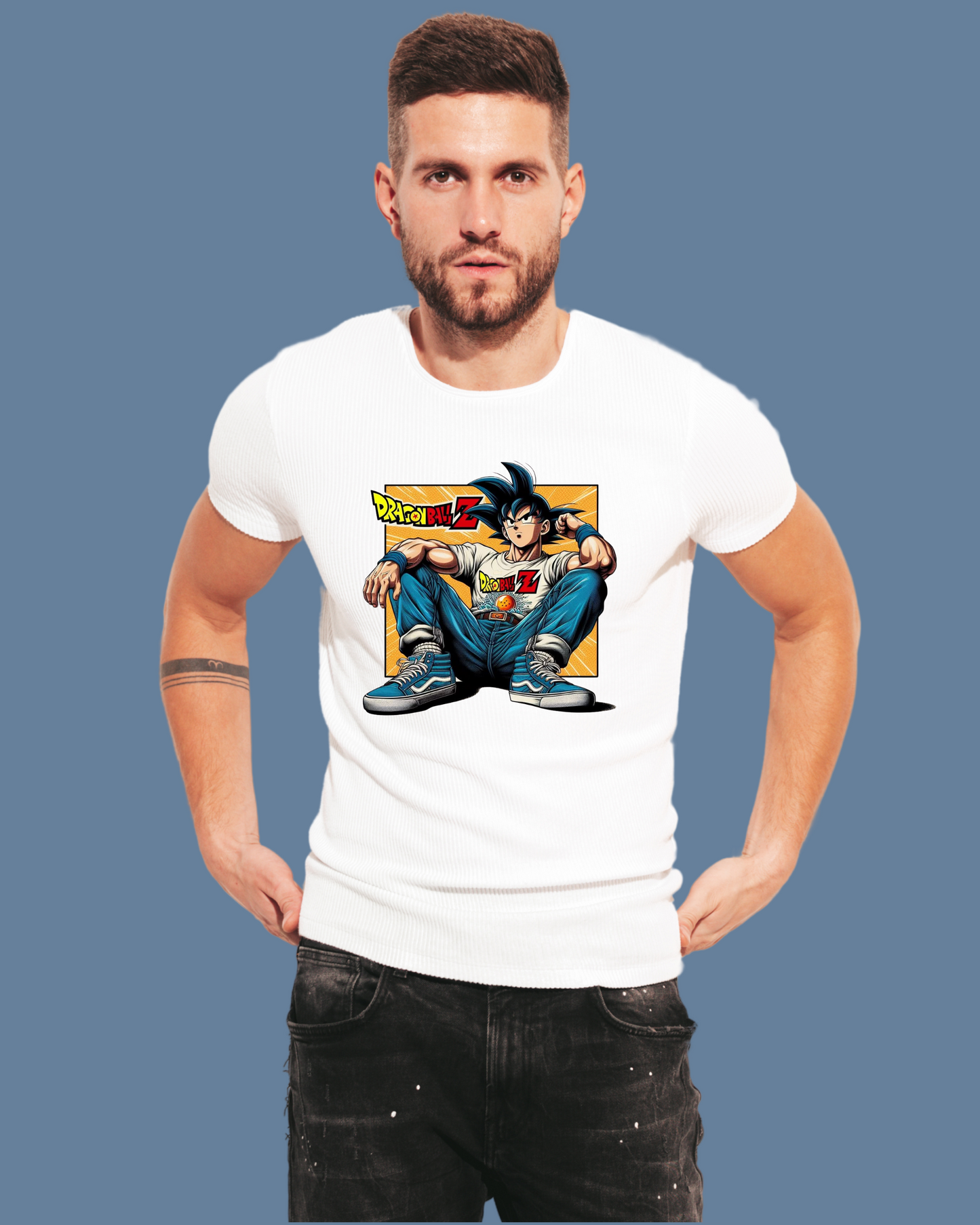 Premium Cotton White Graphic T-Shirt - Goku - Emonke Store