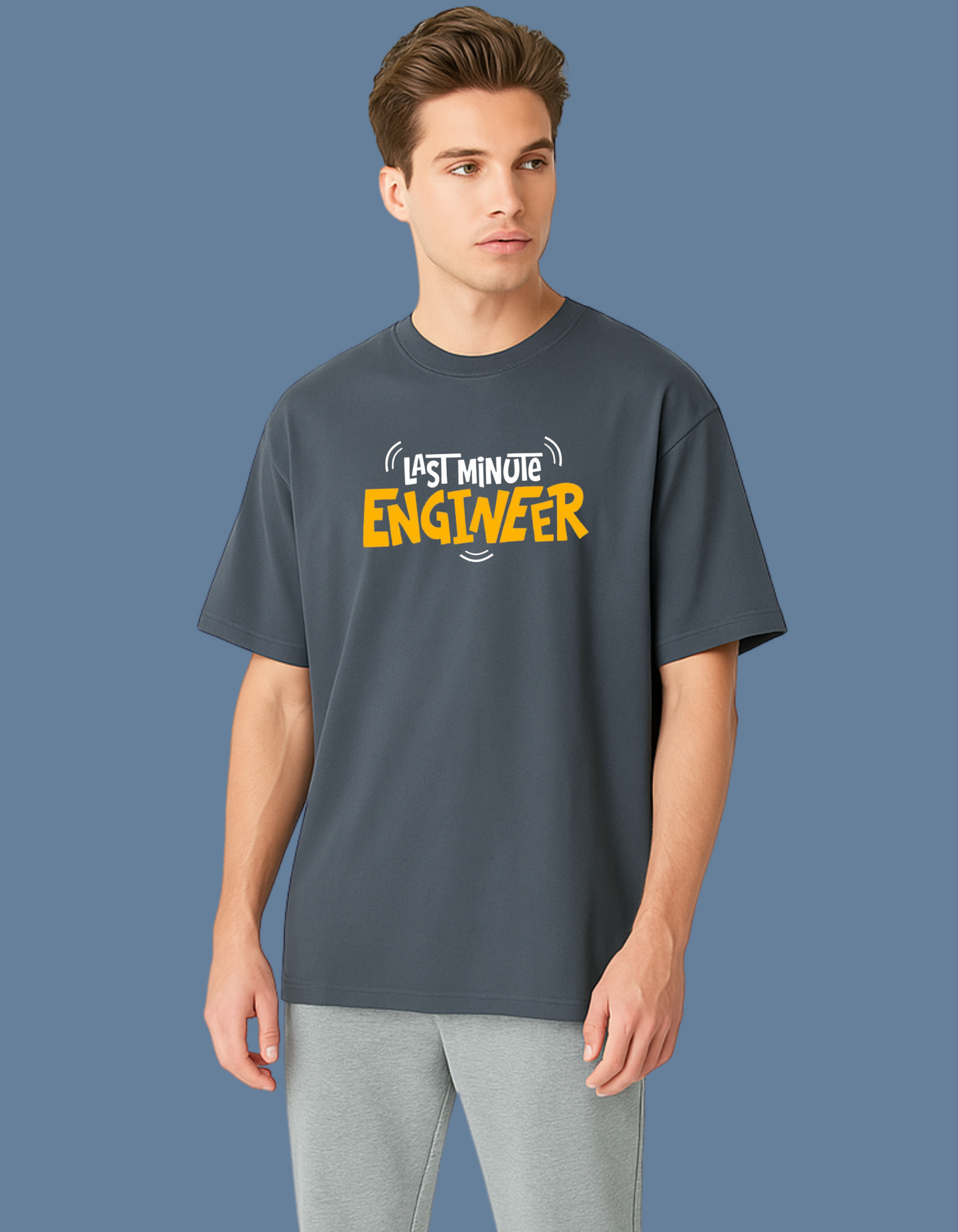 Emonke Oversized Grey Graphic T-Shirt for Men – Last Minute Engineer - Emonke Store