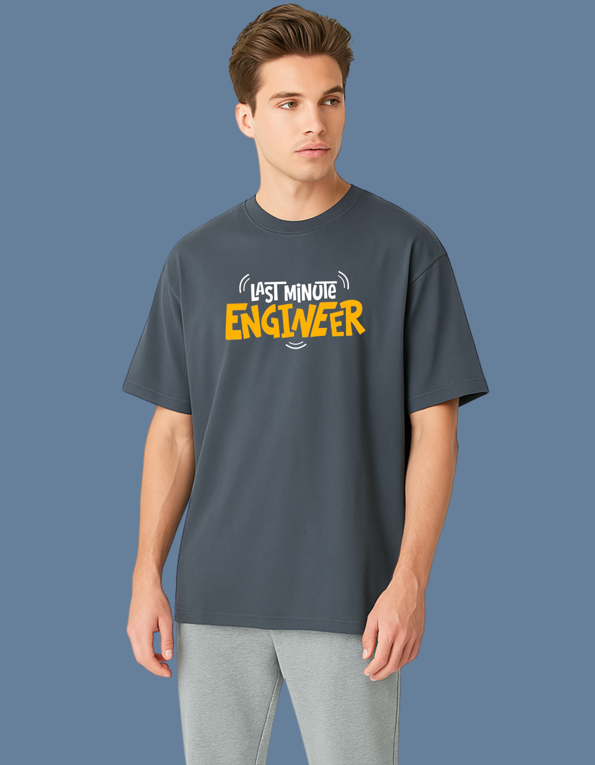 Emonke Oversized Grey Graphic T-Shirt for Men – Last Minute Engineer - Emonke Store