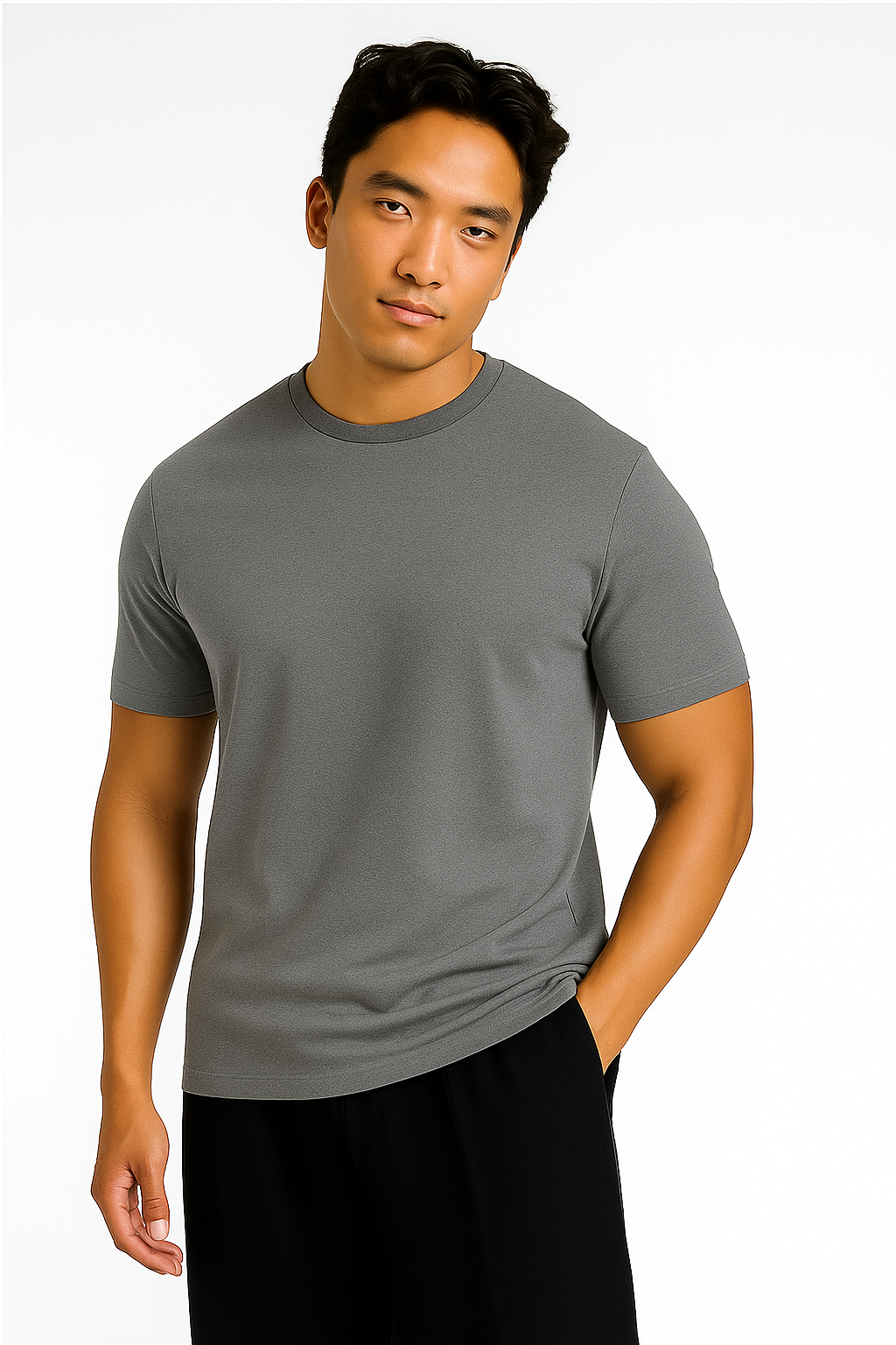 Emonke Men Solid Tshirt - Grey