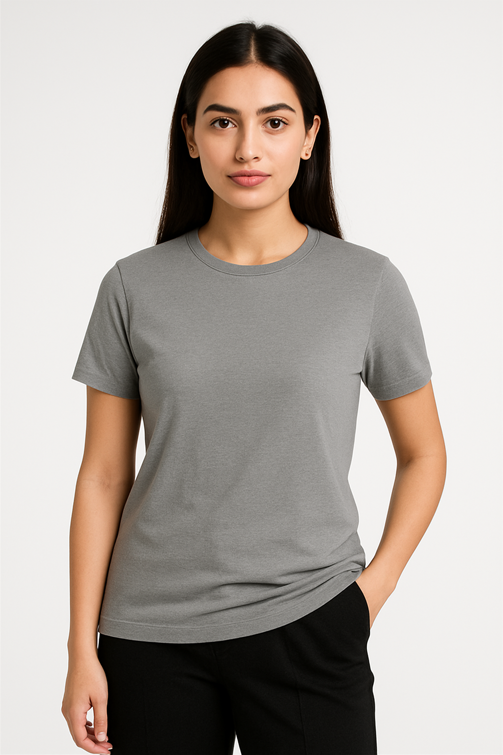 Emonke Women Solid Tshirt - Grey