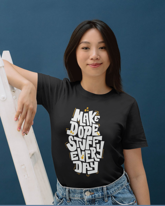Premium Cotton Black Graphic T-Shirt for Women - Make Dope Stuff - Emonke Store
