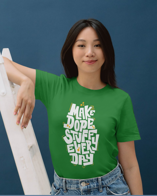 Premium Cotton Green Graphic T-Shirt for Women - Make Dope Stuff - Emonke Store