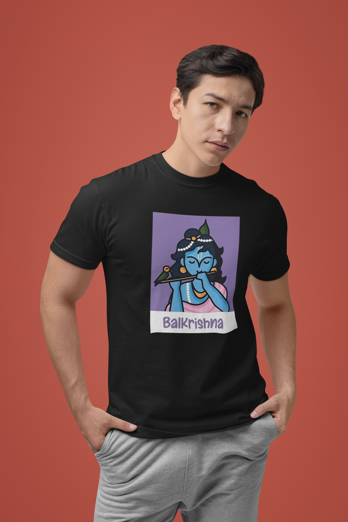 Premium Cotton Black Graphic T-Shirt -Balkrishna