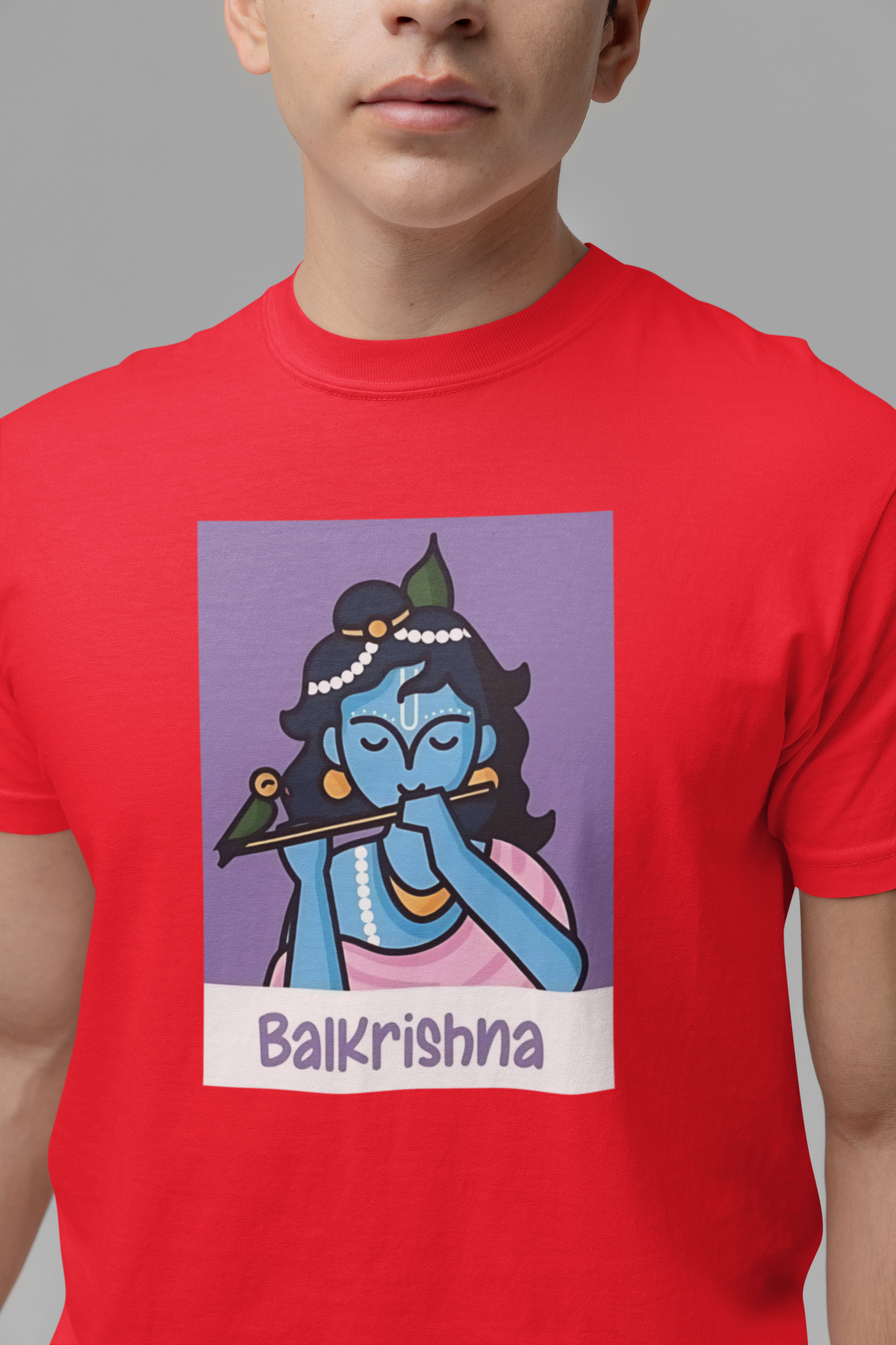 Premium Cotton Red Graphic T-Shirt -Balkrishna