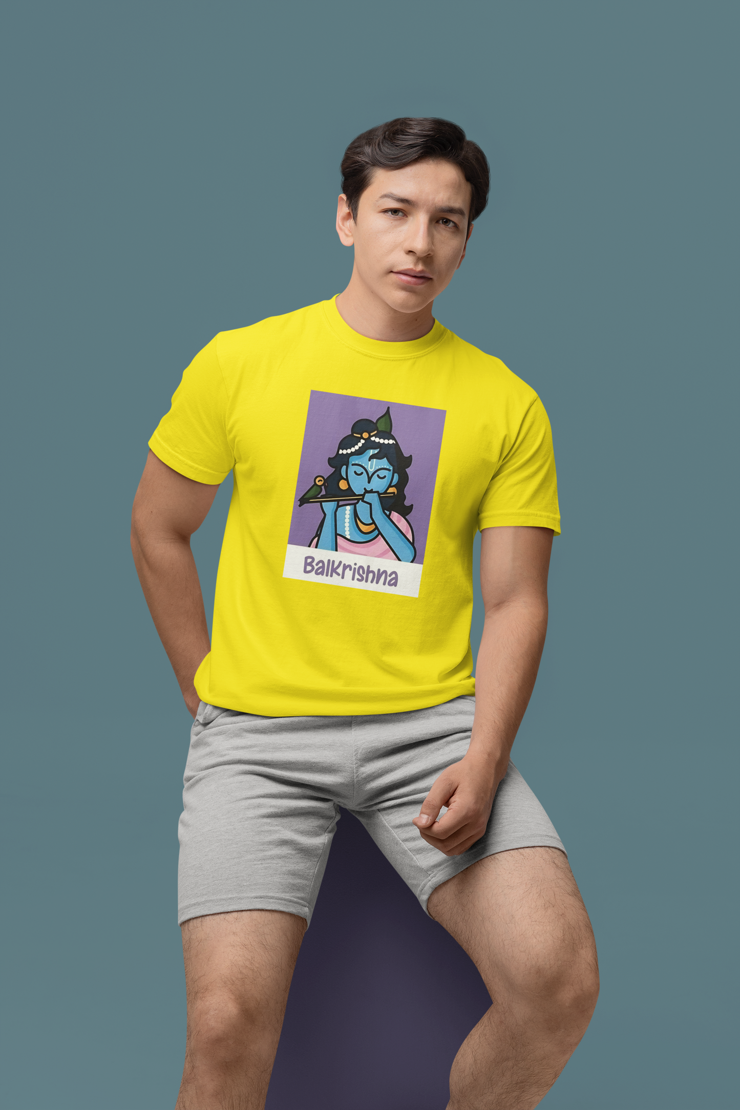 Premium Cotton Yellow Graphic T-Shirt -Balkrishna