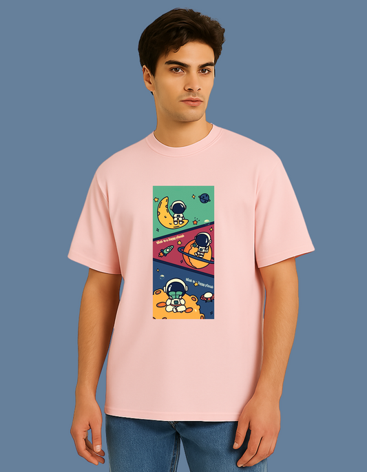 Emonke Oversized Pink Graphic T-Shirt for Men – Astro Art - Emonke Store