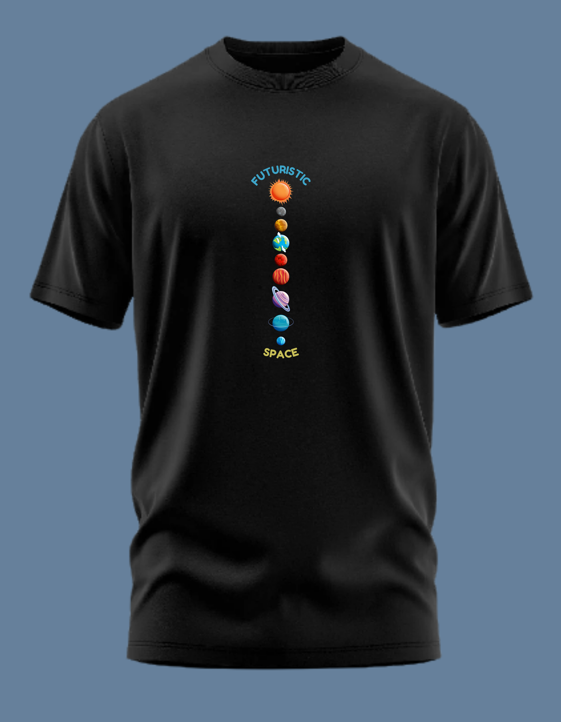 Premium Cotton Black Graphic T-Shirt for Women - Futuristic Space - Emonke Store