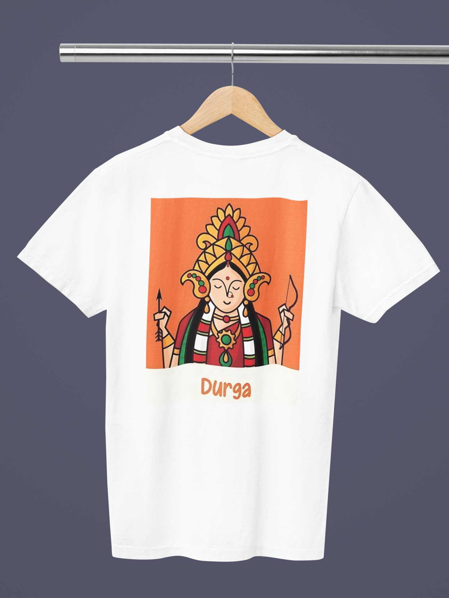 Premium Cotton White Graphic T-Shirt for Women - Durga