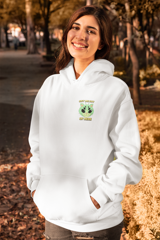 Emonke 350 GSM White Oversized Hoodies for Women - Alien