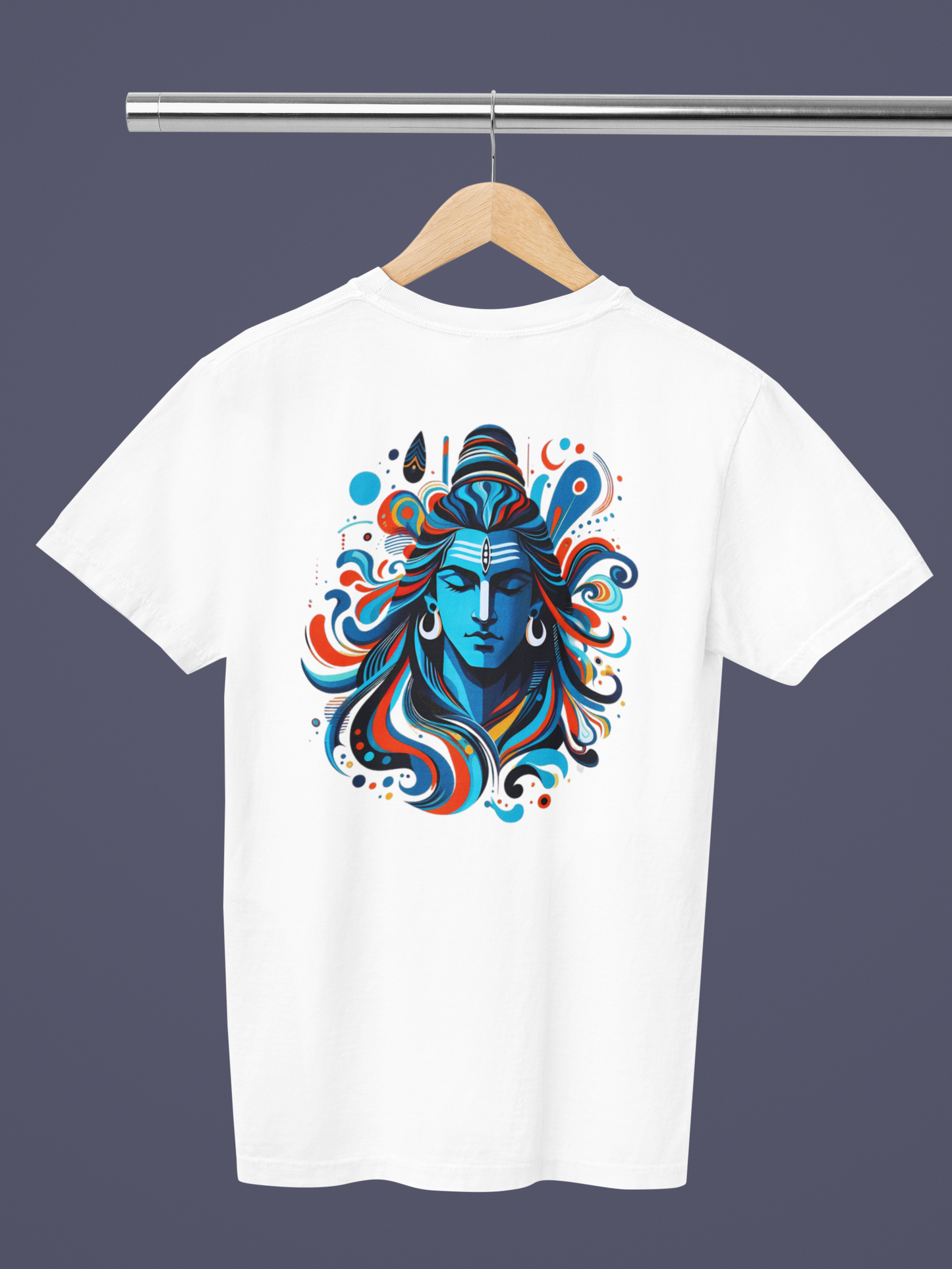 Premium Cotton White Graphic T-Shirt - Shiva