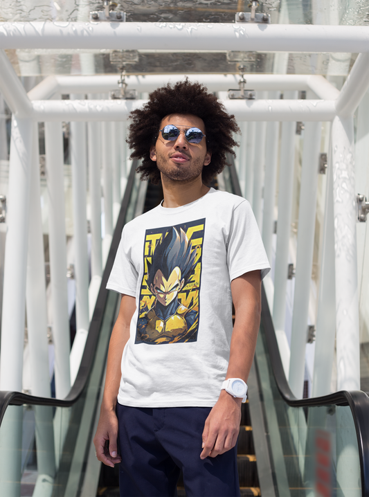 Premium Cotton White Graphic T-Shirt for Men - DBZ Vegeta