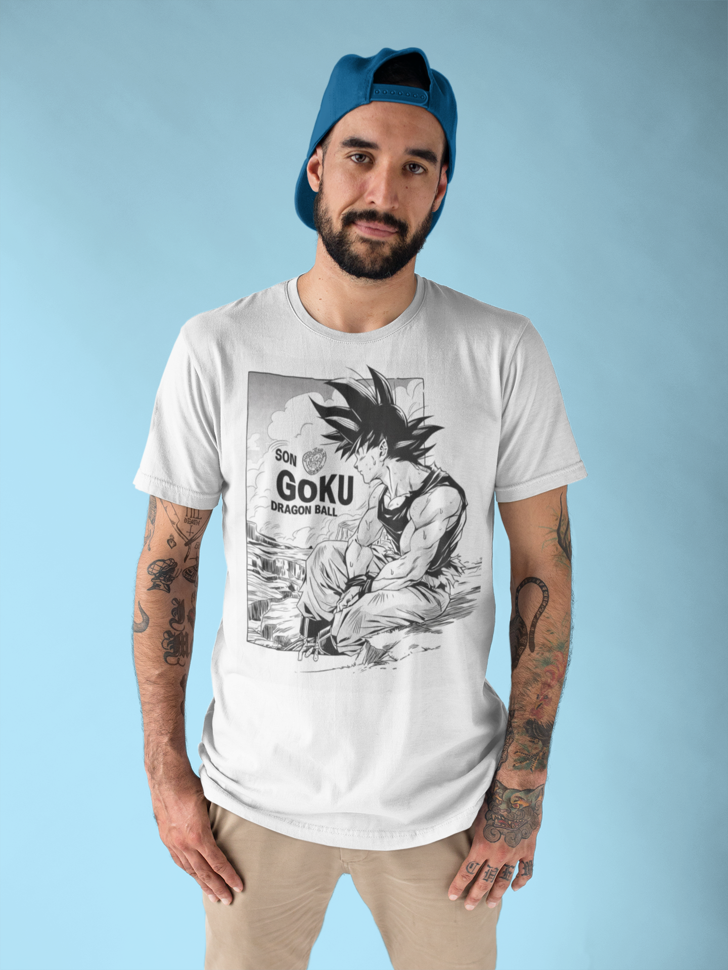 Premium Cotton White Graphic T-Shirt for Men - DBZ GOKU - Emonke Store
