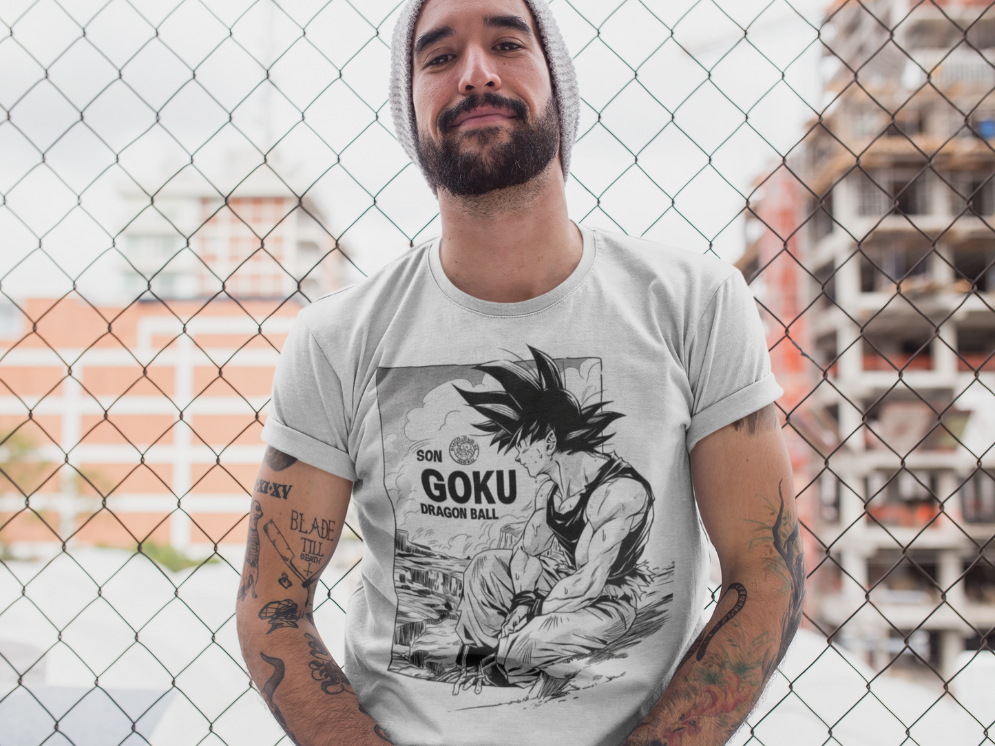 Premium Cotton White Graphic T-Shirt for Men - DBZ GOKU - Emonke Store