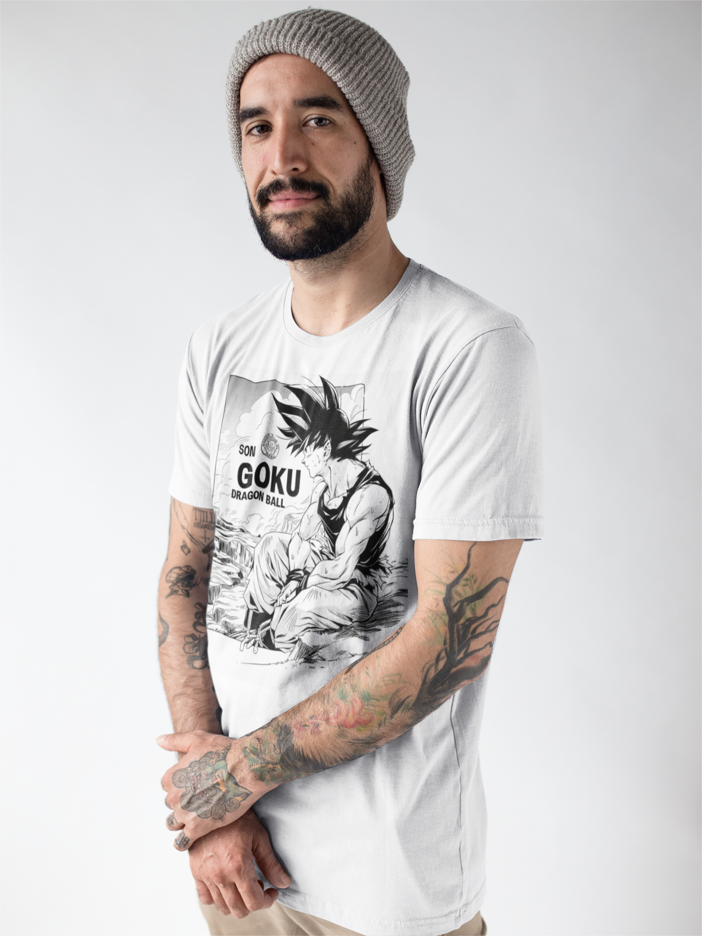Premium Cotton White Graphic T-Shirt for Men - DBZ GOKU - Emonke Store