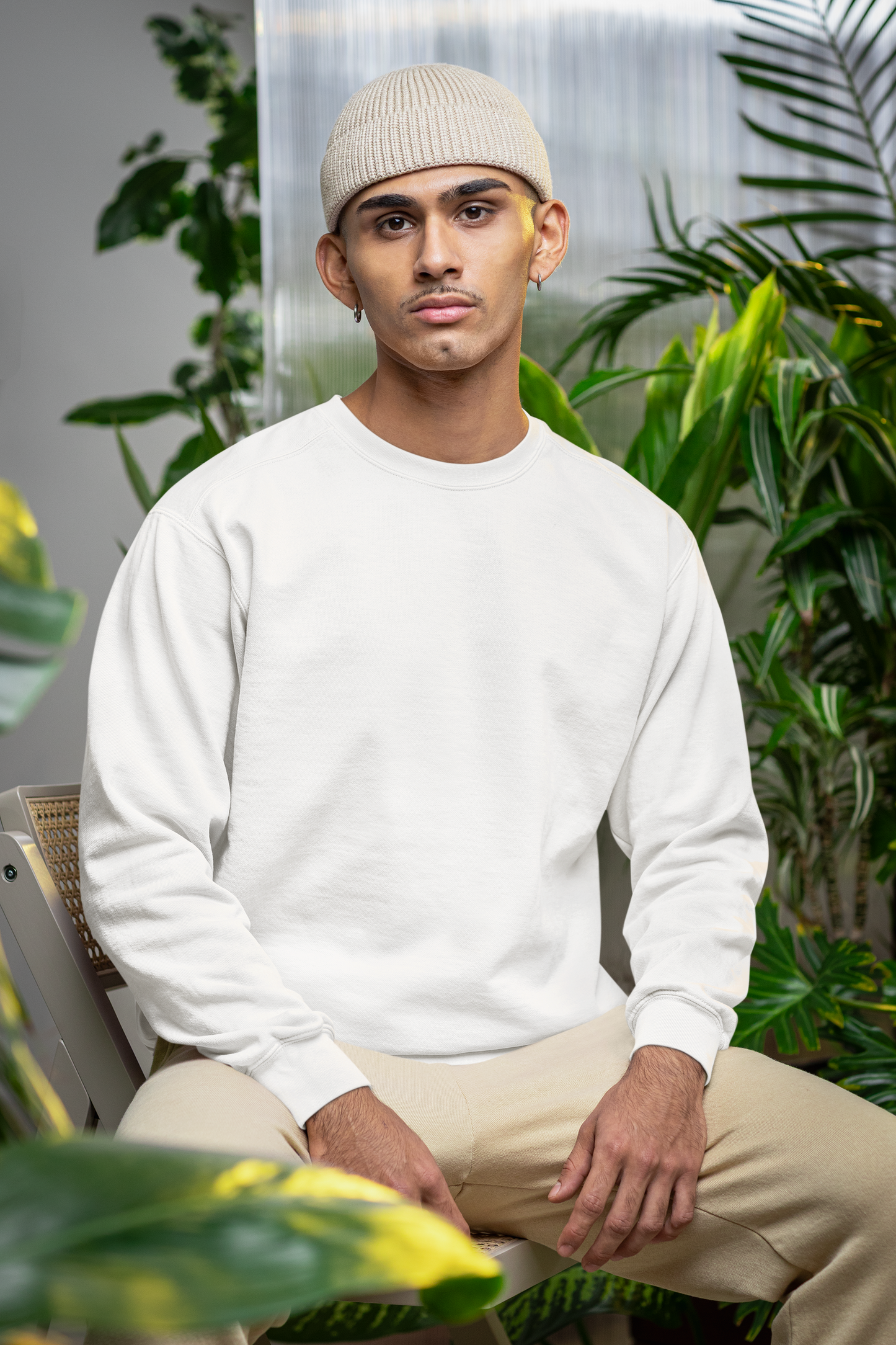 Emonke 350 GSM Oversized  White Sweatshirt for Men