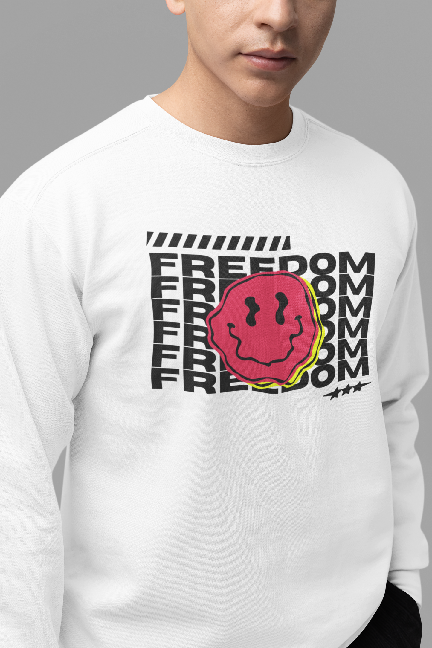 Emonke 350 GSM Oversized White Graphic Sweatshirt for Men - Freedom