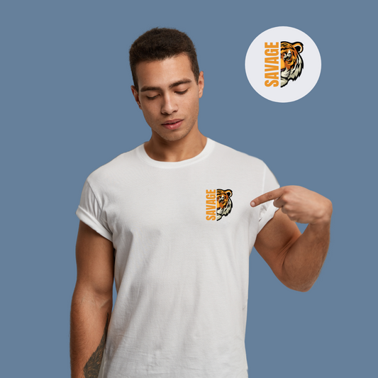 Premium Cotton White Graphic T-Shirt for Men - Tiger - Emonke Store