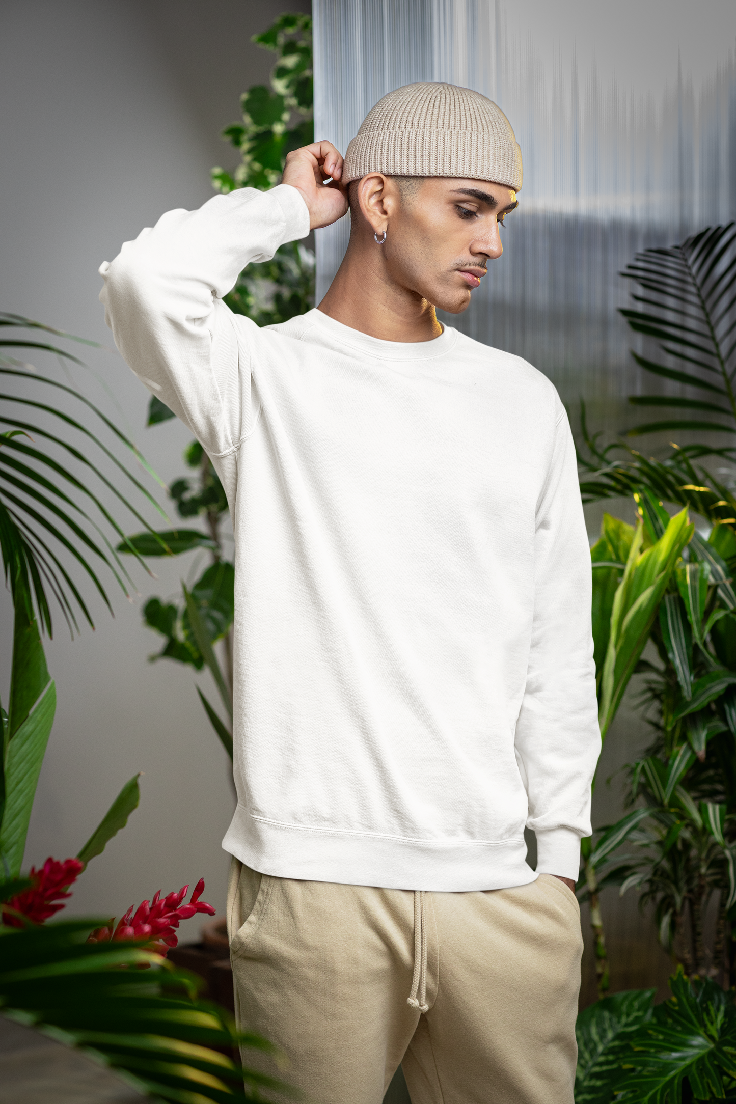 Emonke 350 GSM Oversized  White Sweatshirt for Men