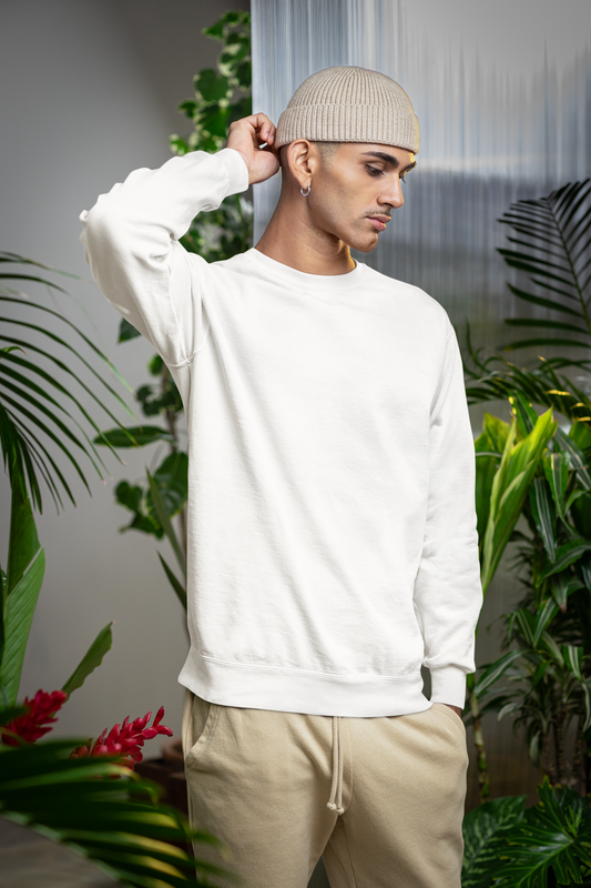 Emonke 350 GSM Oversized  White Sweatshirt for Men