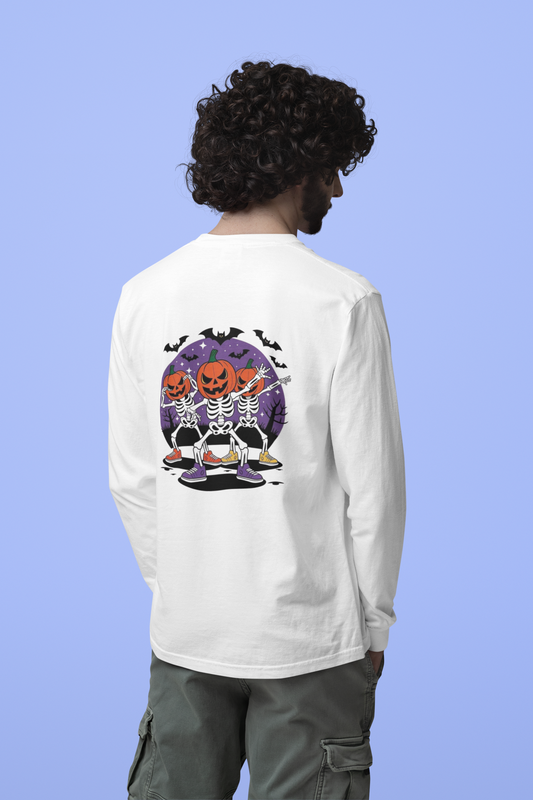 Emonke 350 GSM Oversized White Graphic Sweatshirt for Men - Halloween