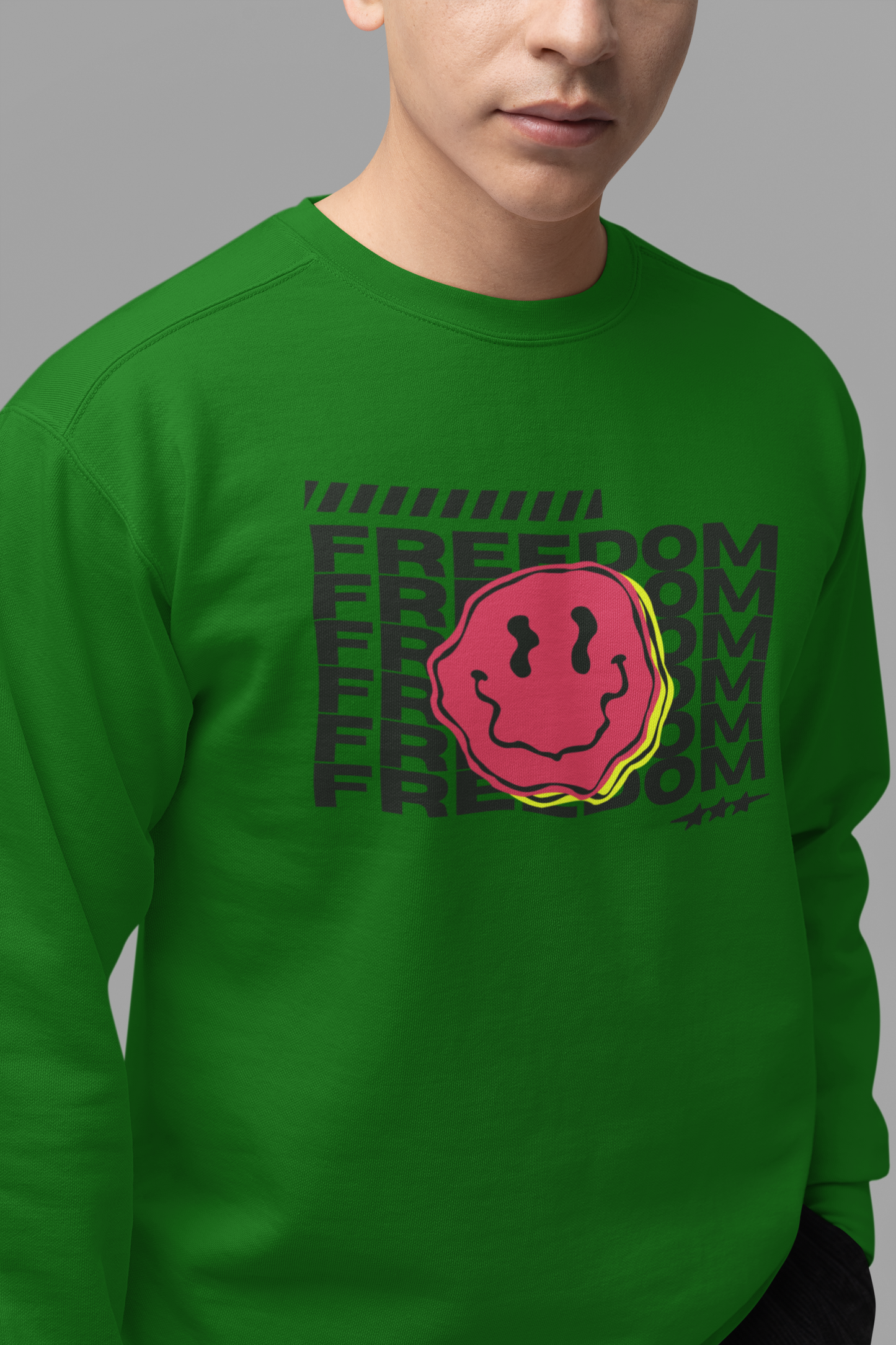 Emonke 350 GSM Oversized Dark Green Graphic Sweatshirt for Men - Freedom