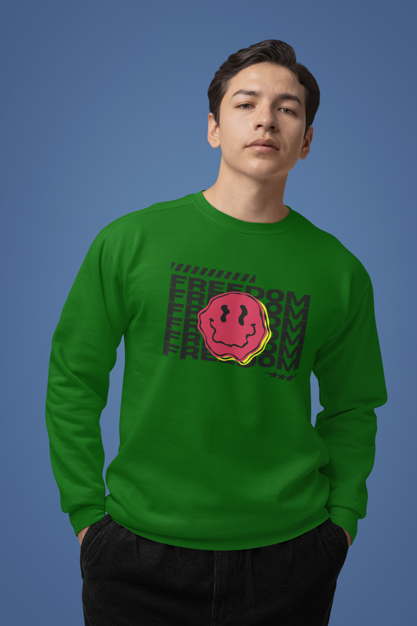 Emonke 350 GSM Oversized Dark Green Graphic Sweatshirt for Men - Freedom