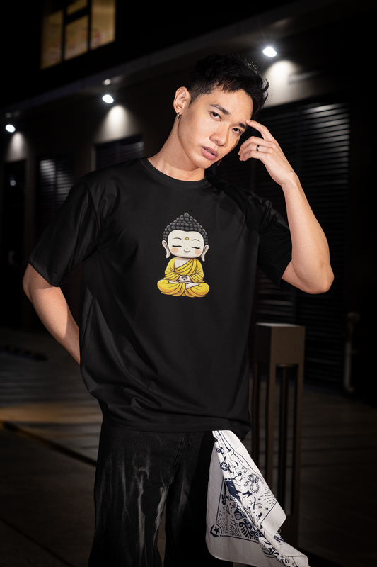Emonke Oversized Black Graphic T-Shirt for Men – Buddha